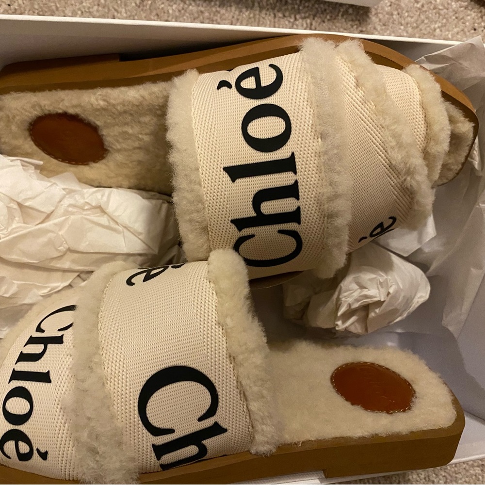 COPY - Chloe Woody Shearling Sandals never worn